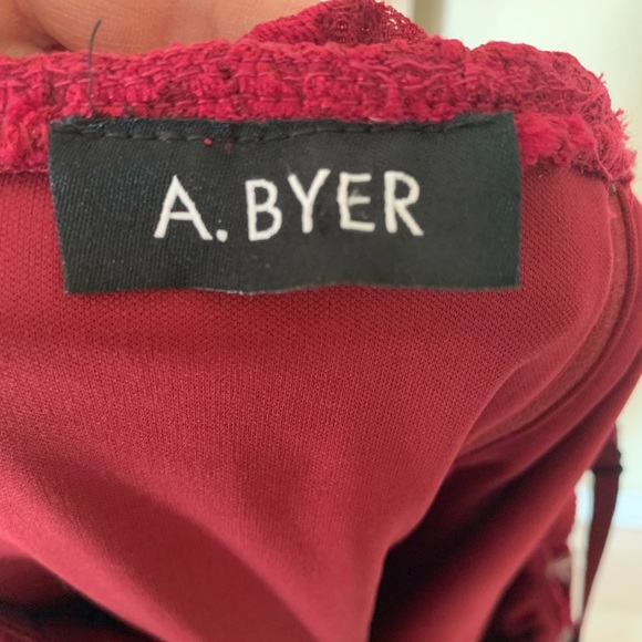 A. Buyer Red Maroon Lace Off Shoulder Fitted Dress - Picture 9 of 10